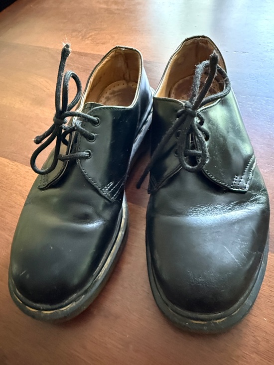 Dr. Martens Shoes - Vintage Dr. Martens Black Leather Lace-Up Ankle Shoes 1461 VTG 7 9 41